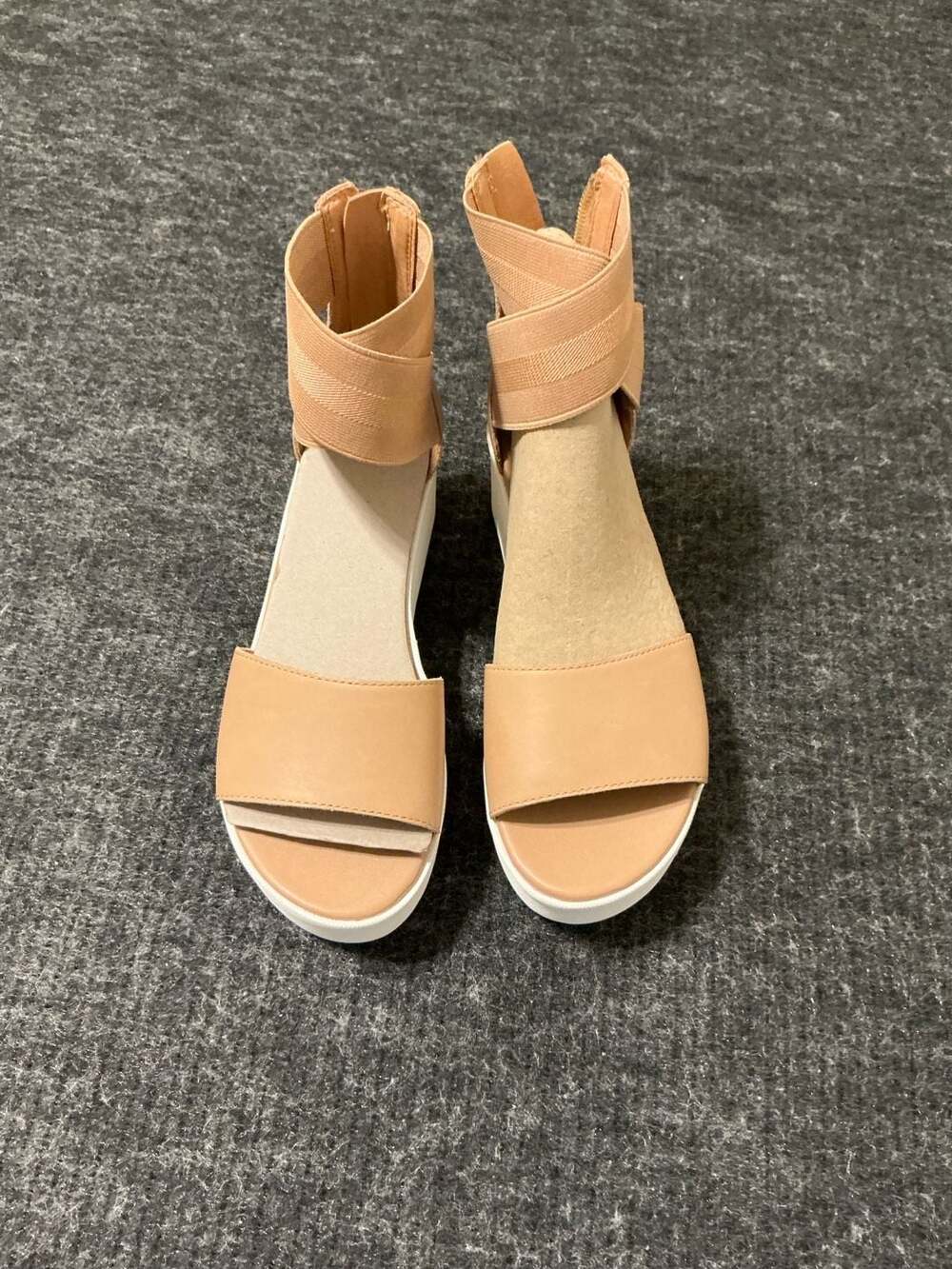Sorel Cameron Flatform Ankle Strap Sandal Womens Size 6 Tan Leather Wedge